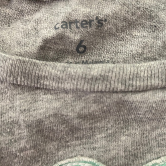 Carters size 6 Gray T-shirt with yellow and pink birds and green heart - Picture 2 of 2